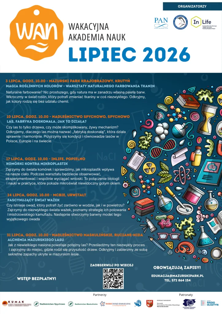 Wakacyjna Akademia Nauk Lipiec 2026 plakat informacyjny