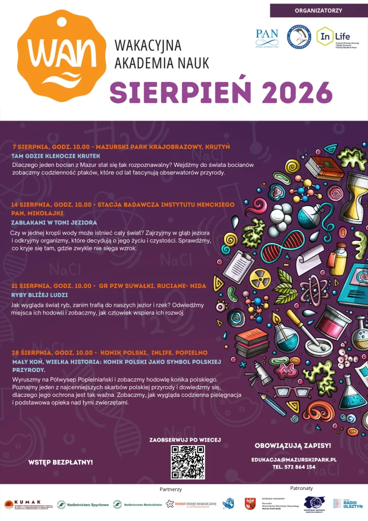 Wakacyjna Akademia Nauk Sierpień 2026 plakat informacyjny