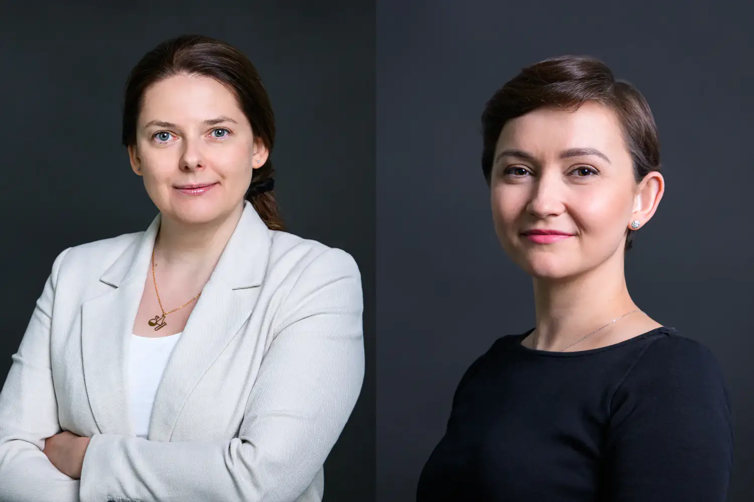 Portrety dwóch prelegentek wykładu z cyklu poInFormowani o kiszonkach na ciemnym tle.